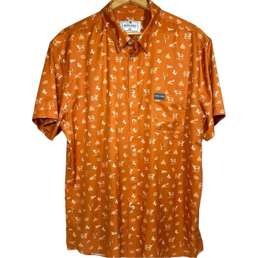 Burlebo University of Texas Longhorns Orange Button Up Shirt Men's XL Quick Dry - Picture 4 of 11